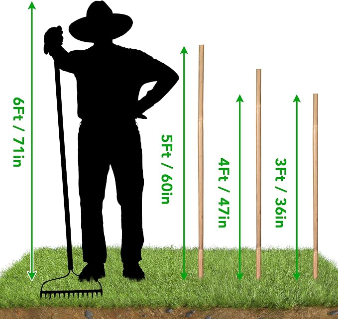 SWANGSA 75 Pack 4ft Garden Bamboo Stakes for Plant Support, Garden Poles for Tomatoes, Beans, Flowers, Potted, Indoor and Outdoor Climbing Plants