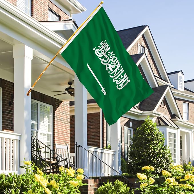 Ahfulife Saudi Arabia Flag 3x5 Ft, 2 Pcs Large Saudi Arabian National Flags for Outdoor Indoor, Double Sided with Brass Eyelets for World Cup, National Day, Party, Garden, Bar, Street Decor