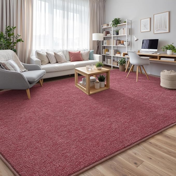 Keeko 4x6 Area Rugs for Living Room,Soft Washable Memory Foam Bedroom Rug | Indoor Throw Rug Low Pile Minimalist Non Slip Carpet for Kids Nursery Classroom Dorm Room Home Decor Red and White