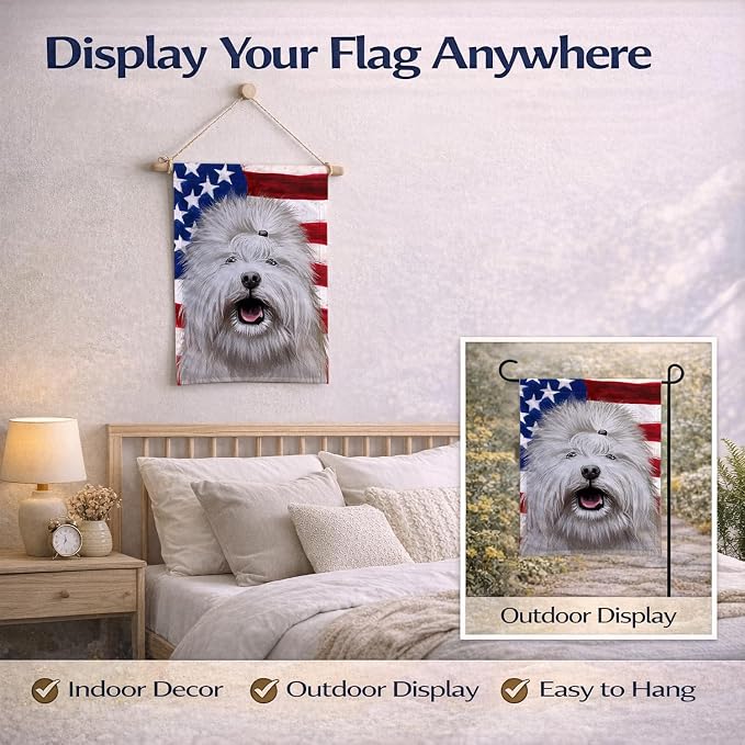 Caroline's Treasures CK6495GF Coton de Tulear Dog American Flag Garden Flag Mailbox Flag Decorative Yard Flag Banner Outside Patio Artwork Yard Flower Beds, Garden Size, Multicolor