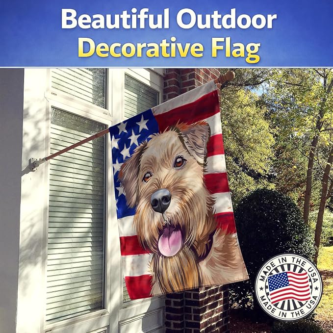 Caroline's Treasures CK6571CHF Irish Terrier American Flag House Flag Large Porch Sleeve Pole Decorative Outside Yard Banner Artwork Wall Hanging, Polyester, House Size, Multicolor