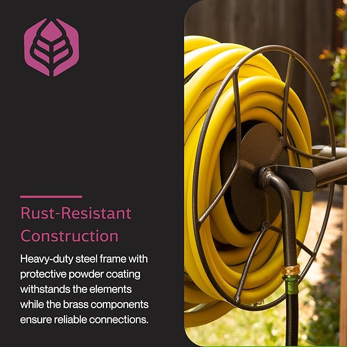 Yard Butler Swivel Hose Reel Wall Mount - 180 Degree Pivot Hose Hanger - Great for Garden Storage - Heavy Duty Steel - ISRWM-180
