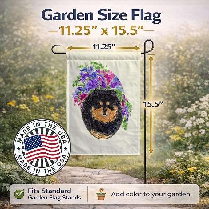 Caroline's Treasures SS8075GF Pomeranian Garden Flag Mailbox Flag Decorative Yard Flag Banner Outside Patio Artwork Yard Flower Beds, Garden Size, Multicolor