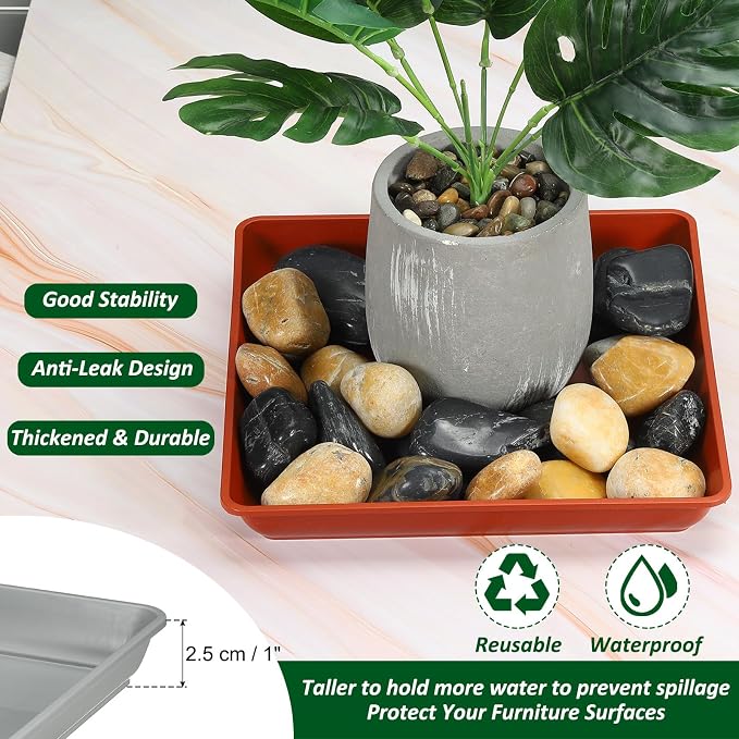 PATIKIL Plant Saucer Tray, 15 Pack 7 Inch Plastic Square Plant Saucer Flower Planter Drip Tray for Indoors Outdoors Patio Balcony, Grey
