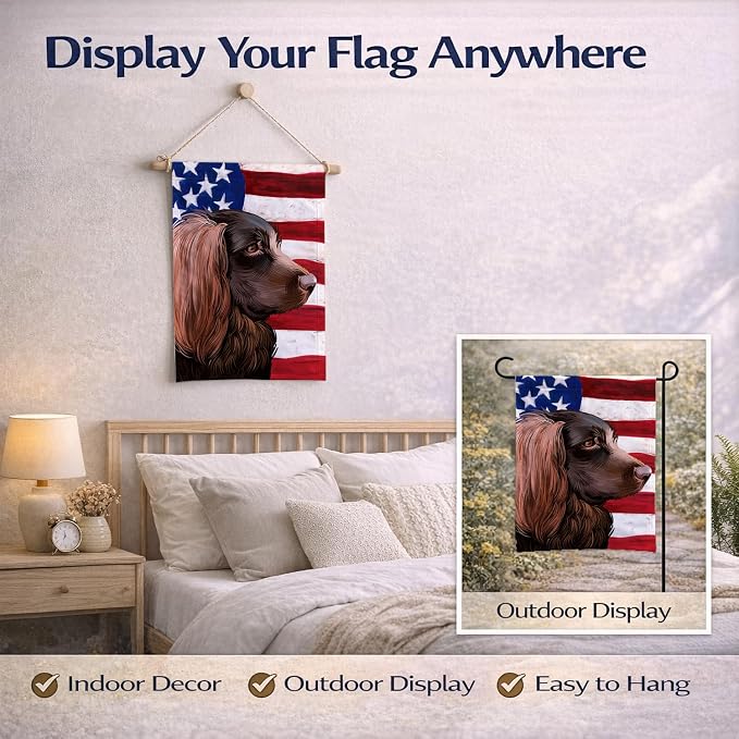 Caroline's Treasures CK6455GF Boykin Spaniel Dog American Flag Garden Flag Mailbox Flag Decorative Yard Flag Banner Outside Patio Artwork Yard Flower Beds, Garden Size, Multicolor