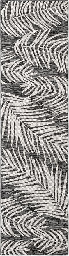 Unique Loom Outdoor Botanical Collection Area Rug - Palm (2' 7" x 10' Runner Charcoal/Ivory)