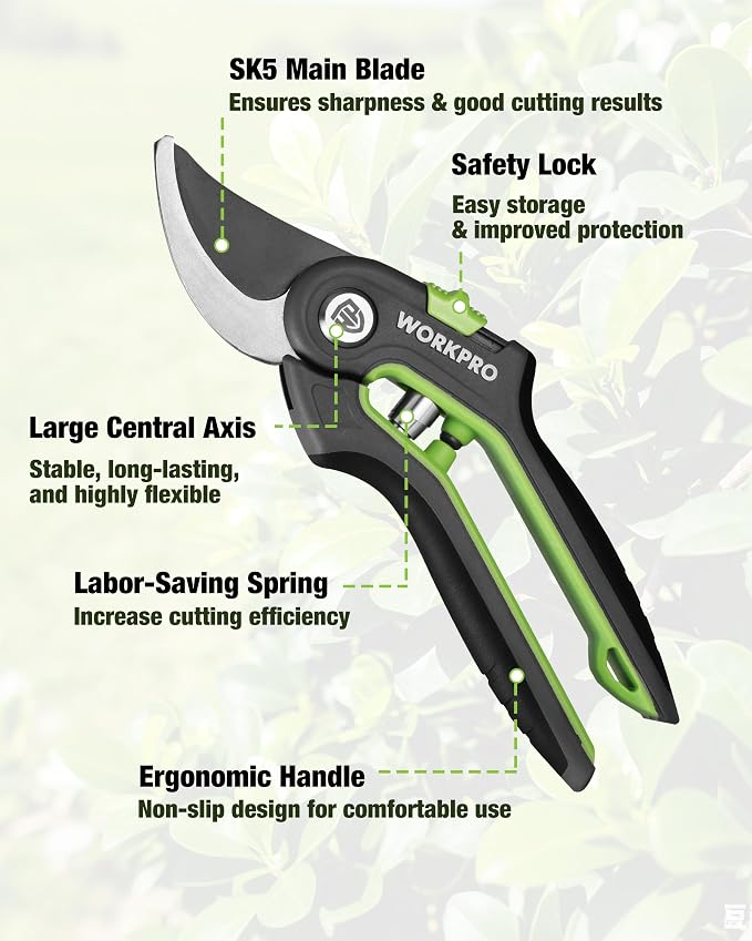 WORKPRO 3-Piece Garden Shears Set - 20” Hedge Shear, 24” Anvil Lopper & 8” Pruning Shear, Heavy-Duty Gardening Clippers with Sharp Blade, Comfort Grip Handle for Branches, Shrubs, and Hedges