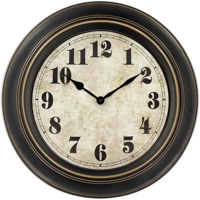 45MinST 18 Inches Retro Wall Clock, Silent Non Ticking Battery Operated Movement, Home/Wall Decor, Easy to Read, Decorate Bedroom/Living Room/Office