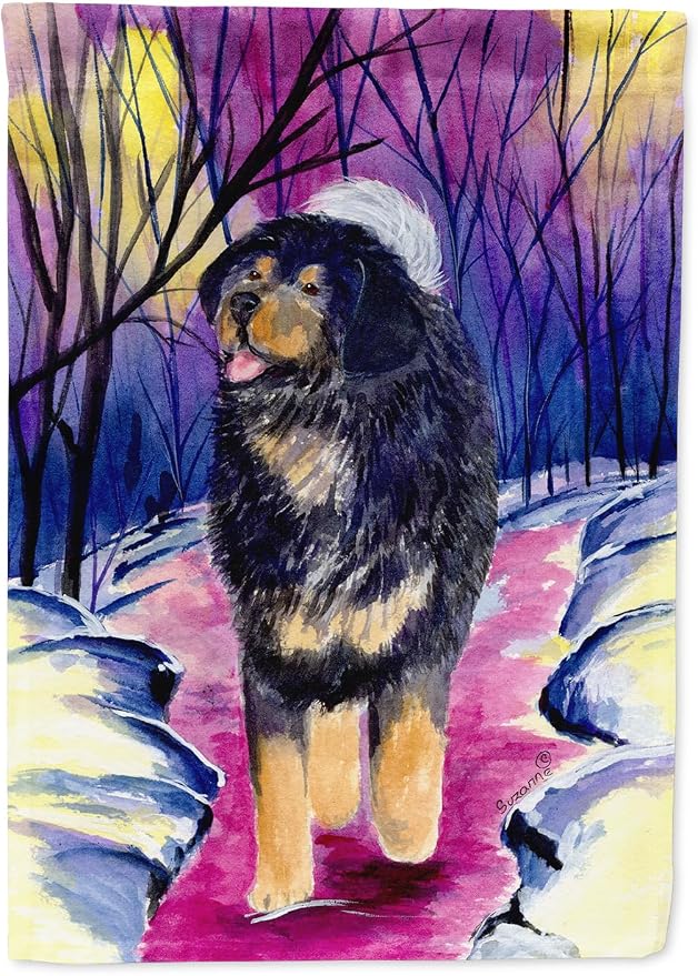 Caroline's Treasures SS1021GF Tibetan Mastiff Garden Flag Mailbox Flag Decorative Yard Flag Banner Outside Patio Artwork Yard Flower Beds, Garden Size, Multicolor