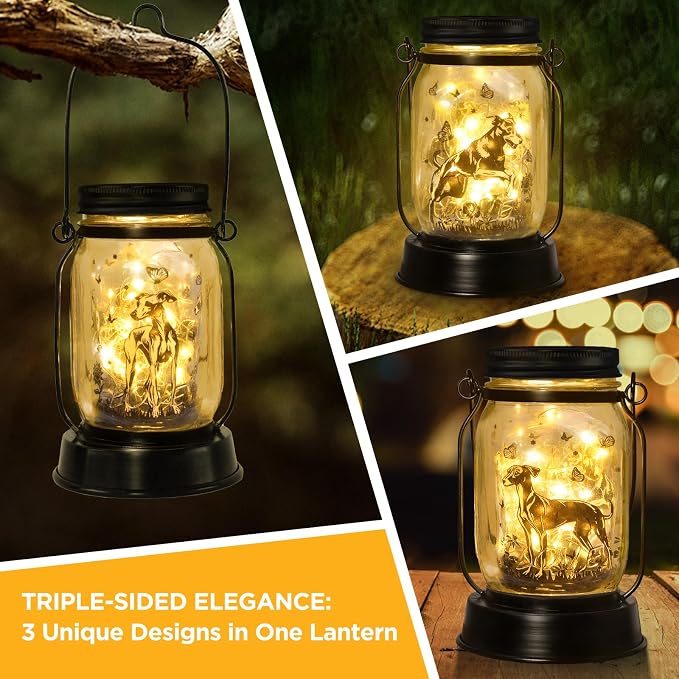 kyoryuger Greyhound Gifts for Women/Men Greyhound Solar Lanterns Mom Birthday Speedster Dog Lovers Lantern Pet loss Animal Dog Memorial Lights Solar Garden Decor for Yard, Patio,Backyard,Porch Torches