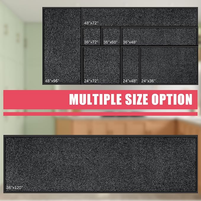Kuyal Front Door Mat, 2'x3' Indoor Outdoor Entrance Mats, Commercial Floor Inside Outside Entrance, Heavy Duty Durable Welcome Mat, Rubber Backing Non Slip Outdoor Mats for Entryway,Black