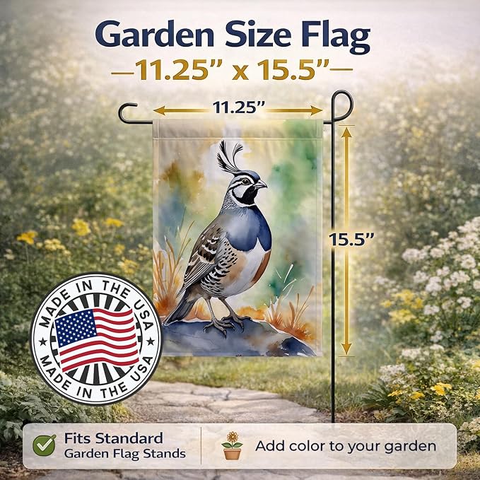 Caroline's Treasures California Quail Garden Flag Mailbox Flag Decorative Yard Flag Banner Outside Patio Artwork Yard Flower Beds, Garden Size, Multicolor