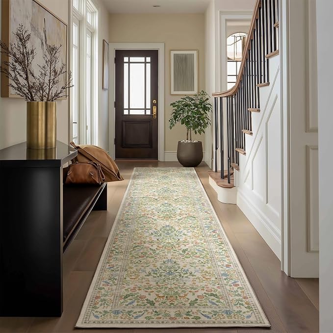 Washable Runners for Hallways Kitchen Rug: 2'x10' Runner Rugs Stain Resistant Non Slip Low Pile Soft Indoor Carpet Runner Rugs for Entryway Hallway Bedroom Kitchen Beside Bathroom Laundry Room