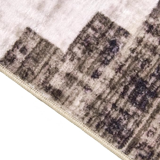 Washable Scandinavian Rug, Ultra Thin Shaggy Modern Farmhouse Tribal 4x6 Area Rug for Dining Room Bedroom Entryway Kitchen, Stain Resistant Distressed Minimalist Boho Living Room Carpet