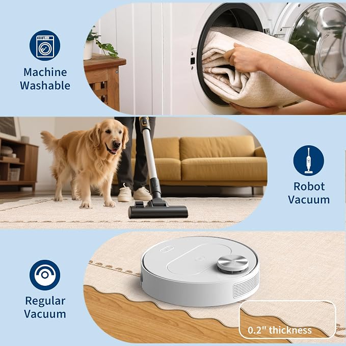 GarveeHome Scalloped Bow Rug 3x5 Washable Beige Rug for Bedroom Living Room | Non Slip Soft Low Pile Indoor Carpet for Nursery Girls Bedroom Decor Hallway Kids Room College Dorm Playroom