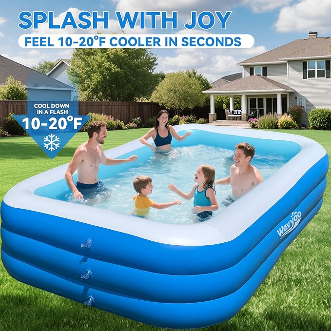 Large Inflatable Pool for Kid and Adult, 120"x70"x22" Blow Up Pool Backyard | Oversized Thickened Durable, Outdoor, Garden, Summer Water Party