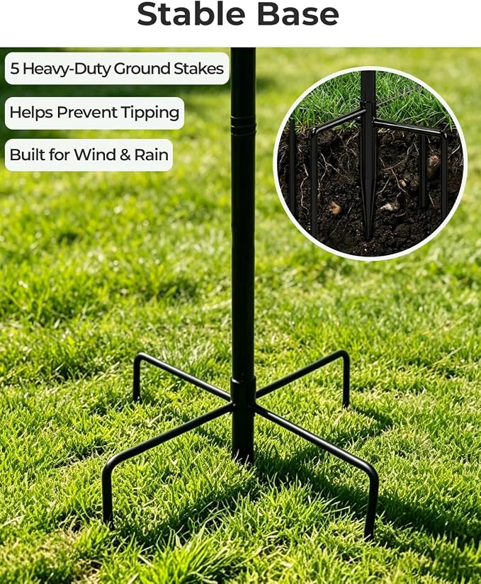 2PCS Vintage Metal Bird Bath Feeder 5-Prong Stake for Garden Patio | Vintage Metal Bird Bath & Feeder, Weatherproof, Easy Install, Ideal Garden Patio Decor.
