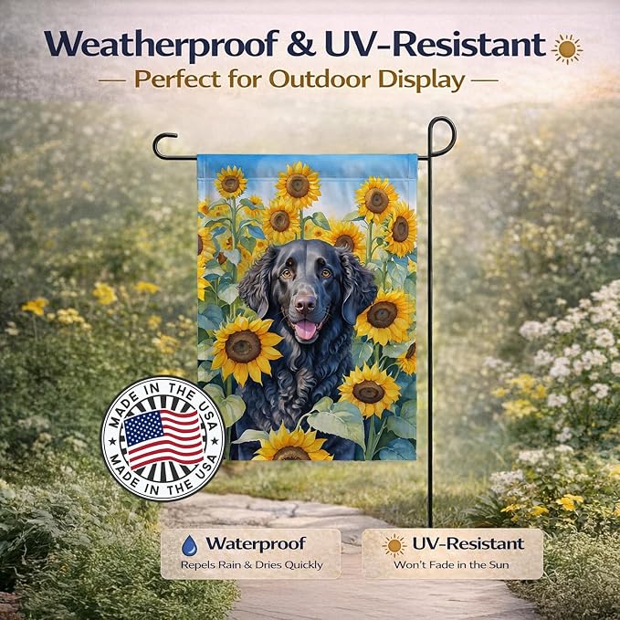 Caroline's Treasures DAC6064GF Curly-Coated Retriever in Sunflowers Garden Flag Mailbox Flag Decorative Yard Flag Banner Outside Patio Artwork Yard Flower Beds, Garden Size, Multicolor