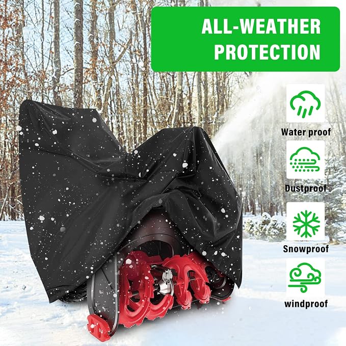 Snow Blower Cover, 420D Waterproof Oxford Cloth, Universal Fit, Outdoor Protection, Snowblower Cover Universal - Black