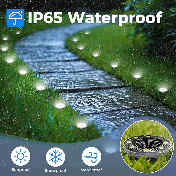 Peasur Mini Solar Ground Lights, 6 Pack Flat Solar Disc Lights Outdoor Waterproof, 2.3 Inch Small Solar Garden Lights Landscape Lighting for Outside Pathway Garden Yard Lawn Walkway,Cool White
