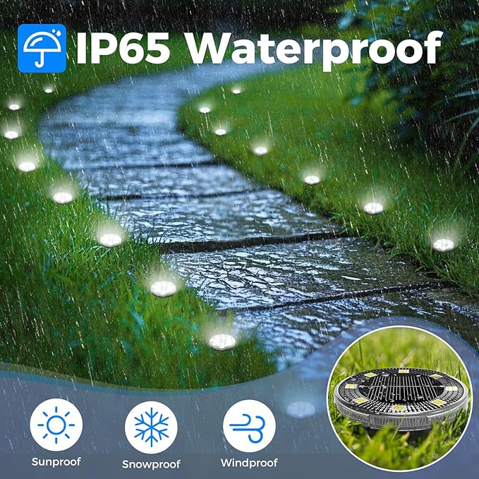 Peasur Mini Solar Ground Lights, 2 Pack Flat Solar Disc Lights Outdoor Waterproof, 2.3 Inch Small Solar Garden Lights Landscape Lighting for Outside Pathway Garden Yard Lawn Walkway,Cool White