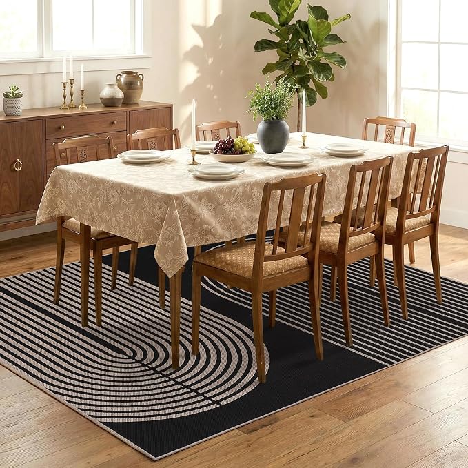 GarveeHome Modern Rainbow Easy Jute 4x6 Area Rug, Indoor Outdoor Reversible Low Pile, Non-Slip & Washable Carpet for Living Room, Bedroom, Kitchen, Sunroom