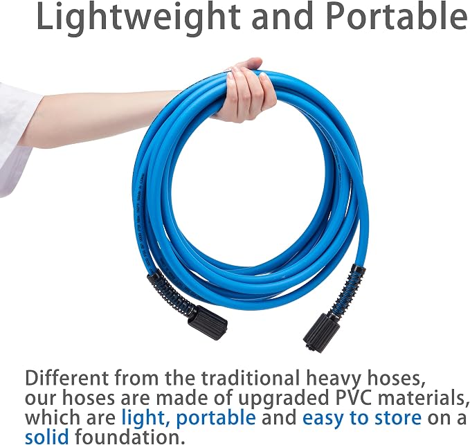 FIXFANS Pressure Washer Hose – 1/4" X 25 FT High Power Washer Extension Hose – Kink & Wear Resistant High Pressure Hose for Replacement – Compatible with M22 Fittings – 3600PSI