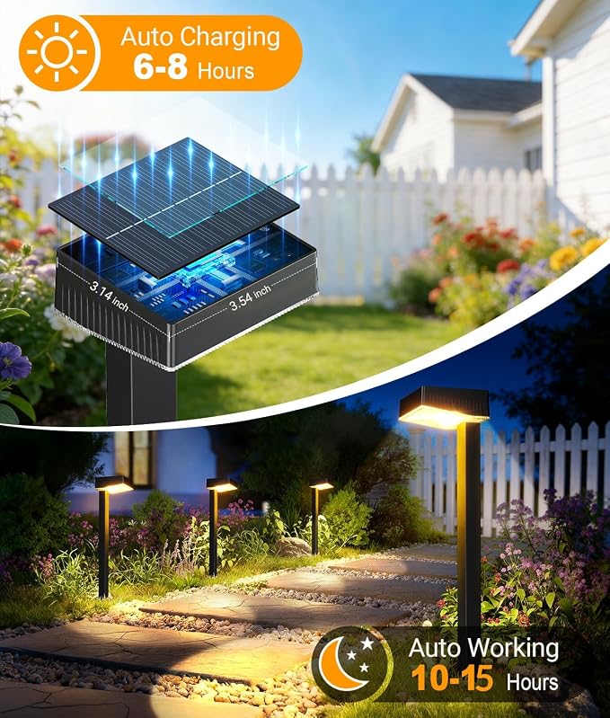 ELECLINK Solar Pathway Lights Outdoor, 8 Pack Garden Lights Solar Powered Path Lights with Larger LED Lens, 2 Light Modes Waterproof Outdoor Solar Light for Yard Driveway Walkway Landscape Patio Lawn