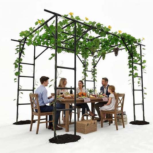 Large Grape Vine & Cucumber Trellis, 132x93x81 inches Large Outdoor Garden Arch Trellis, Outdoor Plant Stand, Plant Climbing Display Rack for Courtyard and Garden Decoration