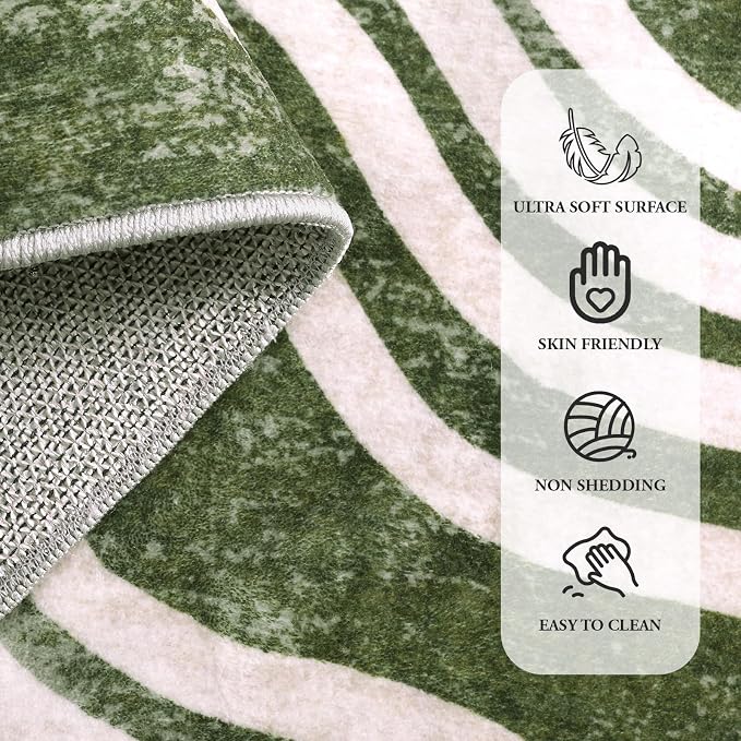 Hedlive Boho 8x10 Area Rugs, Soft Washable Rugs 8x10 Green Rugs for Living Room, Ultra-Thin Non-Slip Bedroom Rug Classroom Rug Large Carpet for Nursery Dining Room (8x10ft,Green/Multi)