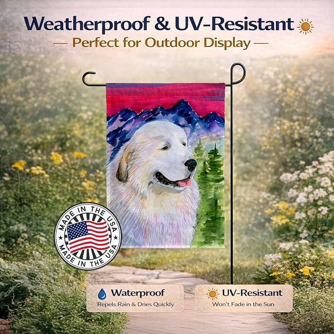 Caroline's Treasures SS8473GF Great Pyrenees Garden Flag Mailbox Flag Decorative Yard Flag Banner Outside Patio Artwork Yard Flower Beds, Garden Size, Multicolor