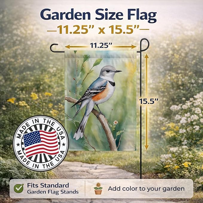 Caroline's Treasures Oklahoma Scissortailed Flycatcher Garden Flag Mailbox Flag Decorative Yard Flag Banner Outside Patio Artwork Yard Flower Beds, Garden Size, Multicolor