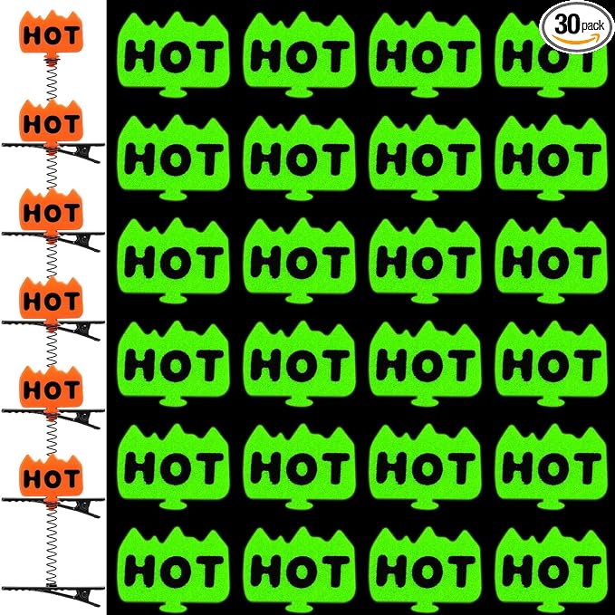Tigeen 30 Pcs Glow Rave Trinkets Festival Flame Hot Hair Clip Holiday Spring Loaded Funny Fire Hair Accessories for Women Music Festival Halloween Carnival Costume Cosplay Party Photo Props