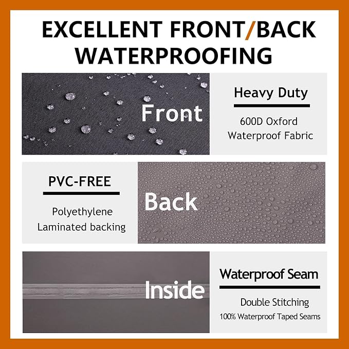 Heavy Duty Outdoor Sectional Sofa Cover, 100"x100" Waterproof 600D Patio Sectional Couch Protector, Lawn Patio Furniture Covers (Storm Gray,V-Shaped-100 x100)