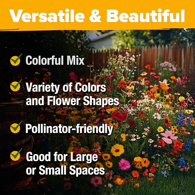HOME GROWN Premium Wildflower Seeds Bulk Mix | 59,300+ Perennial & Annual Flower Seed for Planting Outdoors | 19 Varieties Throw and Grow for Bees & Butterflies | 2 oz