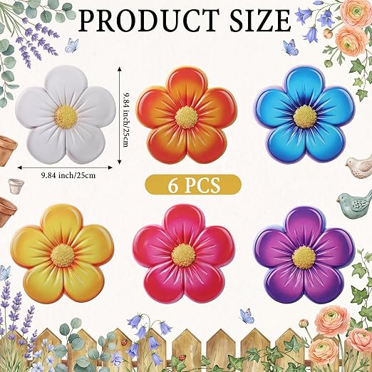 Landical 6 Pack Decorative Stepping Stones for Garden 10 Inch Cement Flower Stepping Stones Decoration for Patio Walkway Yard Outdoor(Classical)