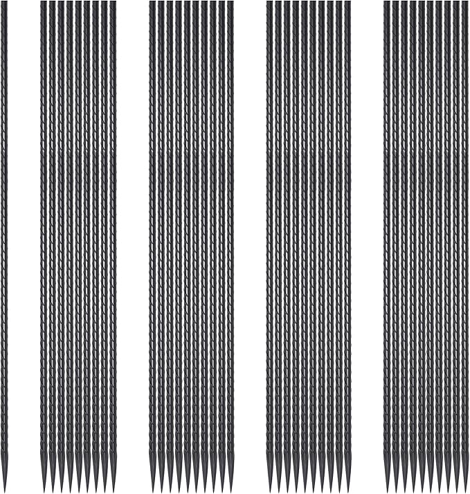Rebar Stakes 24 Inch Straight Metal Spikes (40pcs) Ground Anchors | 1/4 Inch Diameter Concrete Form Stakes with Chisel Point End for Plant Support, Garden Border, Landscape Edging