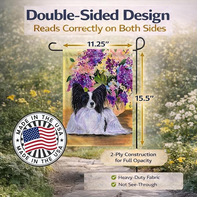 Caroline's Treasures SS8288GF Papillon Garden Flag Mailbox Flag Decorative Yard Flag Banner Outside Patio Artwork Yard Flower Beds, Garden Size, Multicolor