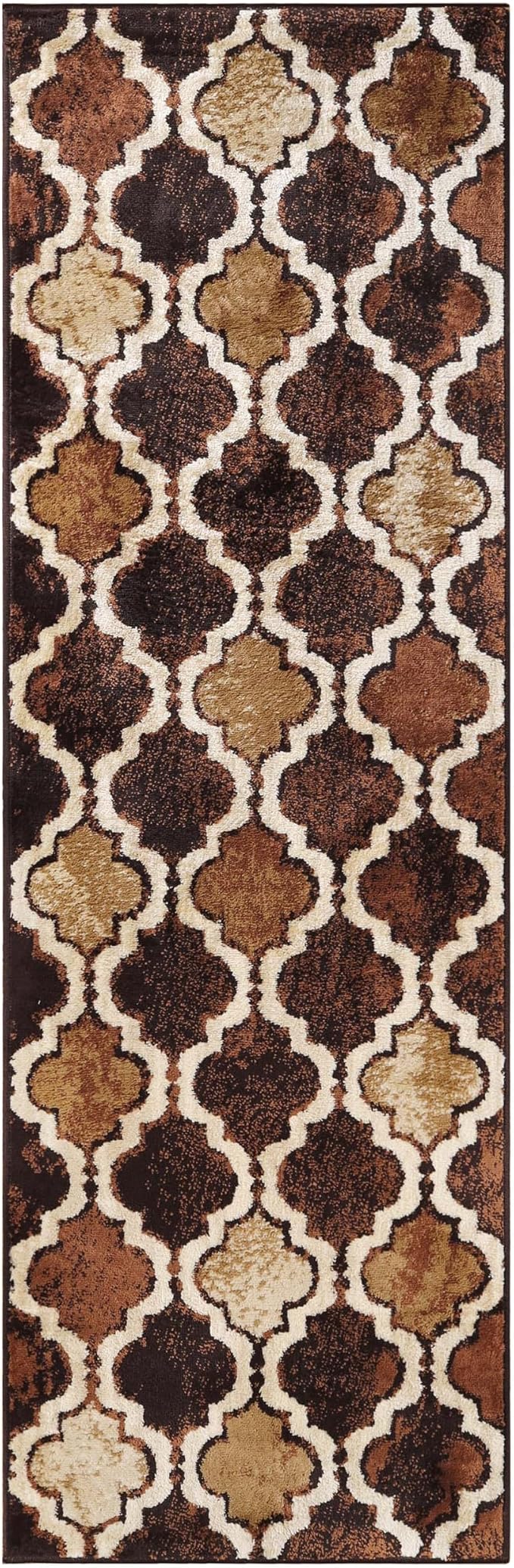 SUPERIOR Indoor Runner Rugs, Modern Area Rug, 2'7"x8', Coffee | Geometric Design Floor Décor, Easy Care High Traffic Areas Living Dining Room, Bedroom, Office, Entryway, Viking Collection