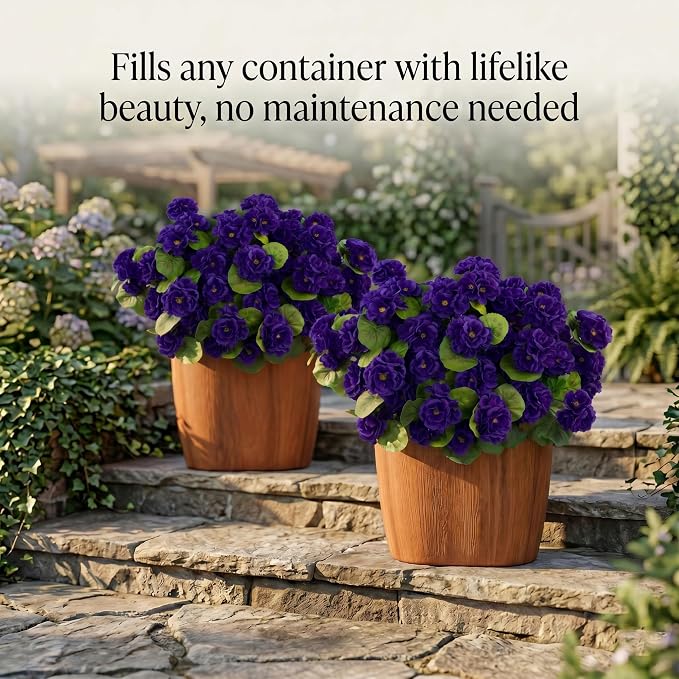 24 Pcs Artificial Geranium Flowers for Outdoor, UV Resistant Geraniums Artificial Flowers Realistic Faux Flowers Outdoor for Planters Outside Porch Garden Decor (15.3", Purple)