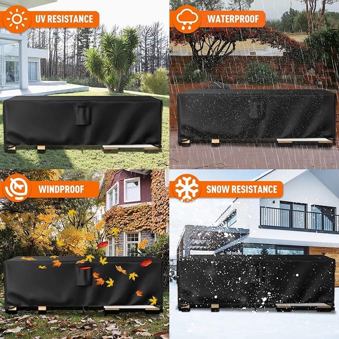 Ruimoy Patio Furniture Covers, Outdoor Furniture Cover Waterproof, General Purpose, Outside Table and Chair Covers, Heavy Duty 600D (86 Inch L x 44 Inch W x 27.8 Inch H)