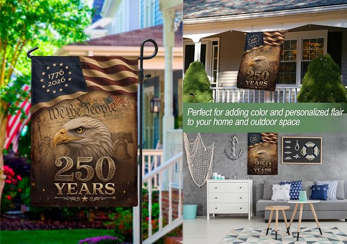 250 Years Of Freedom Flag, American Flag With Eagle, We The People Banner, 1776-2026 Commemorative, Garden Flags For Outside, Double-sided Printing, 250th Anniversary Patriotic Design 2 (12x18 Inch)