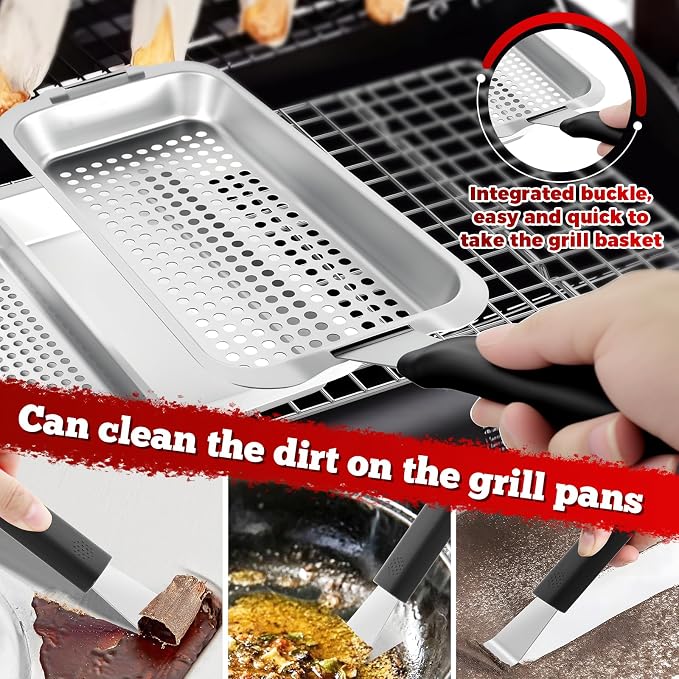 Grill Baskets 6-Piece Grill Baskets for Outdoor Grill Stainless Steel Grilling Basket BBQ Grilling Accessories for Grills Smokers Vegetable Grill Basket
