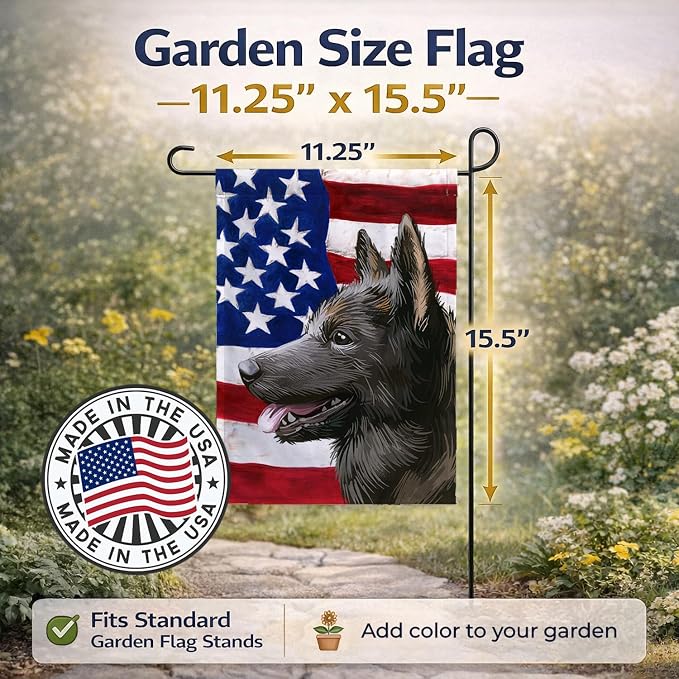 Caroline's Treasures CK6583GF Kai Ken American Flag Garden Flag Mailbox Flag Decorative Yard Flag Banner Outside Patio Artwork Yard Flower Beds, Garden Size, Multicolor