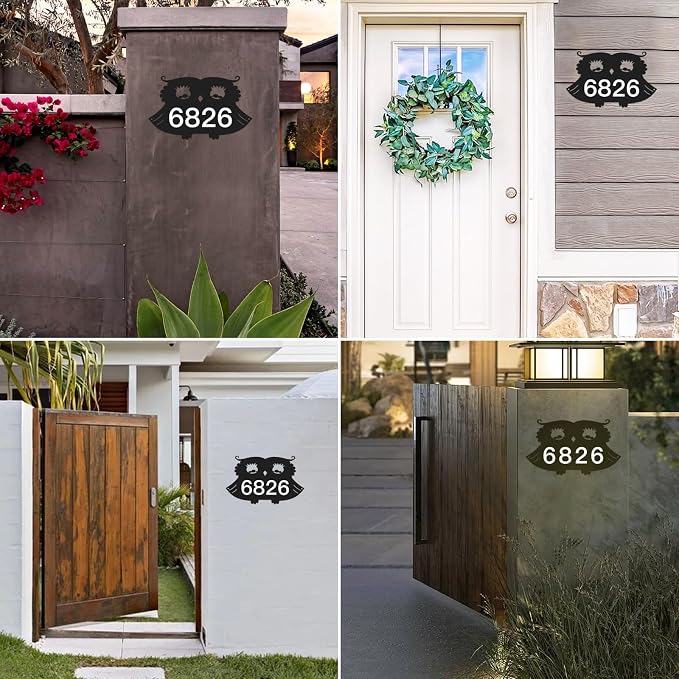 Metal Address Sign for Houses, Wall Mounted House Numbers for Outside, Reflective Home Address Sign For House, Mailbox Decor Numbers, High Visibility Address Plaques for Street, Yard