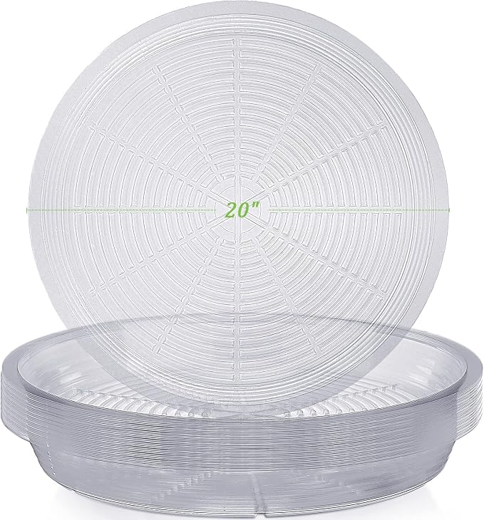 Shellwei 18 Pack 20 Inch Plastic Plant Saucers Extra Large Clear Flower Pot Drip Trays Plants Drip Tray Plant Drainage Tray Plants Saucer Trays for Indoors Outdoors