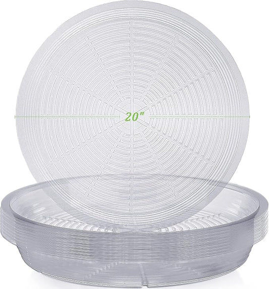 Shellwei 18 Pack 20 Inch Plastic Plant Saucers Extra Large Clear Flower Pot Drip Trays Plants Drip Tray Plant Drainage Tray Plants Saucer Trays for Indoors Outdoors