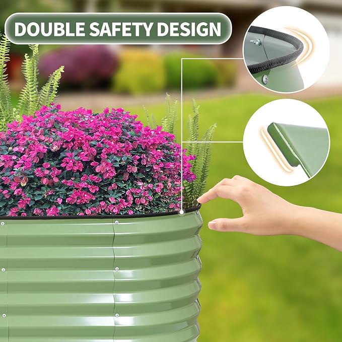1MORE Galvanized Raised Garden Bed- Planter Garden Boxes Outdoor, Raised Beds for Gardening, 6x2x1.4ft Metal Garden Bed Kit for Vegetables Flower, Planter Raised Bed with Protective Tape & Tools.Green