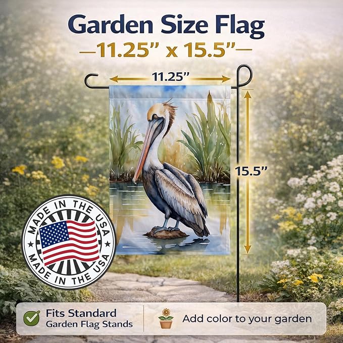 Caroline's Treasures Louisiana Brown Pelican Garden Flag Mailbox Flag Decorative Yard Flag Banner Outside Patio Artwork Yard Flower Beds, Garden Size, Multicolor