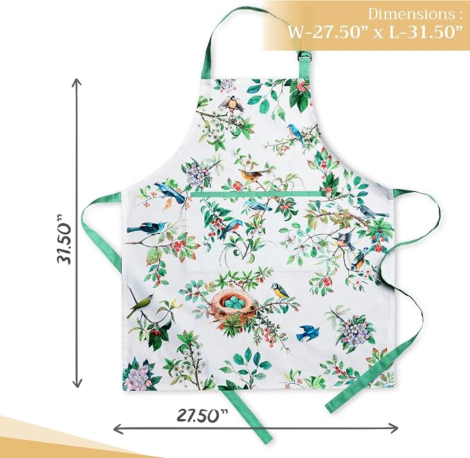 Maison d' Hermine Aprons for women with Pocket 100% Cotton (27.50"x31.50") | Adjustable Neck Strap & long ties Apron Men Chef Wedding Cooking Gardening Server Maid